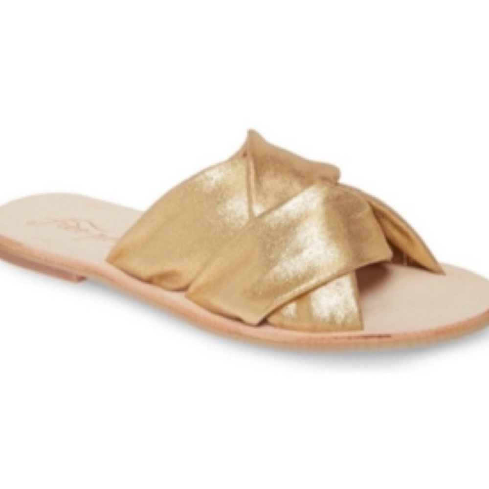 Free People Gold Slide Sandals